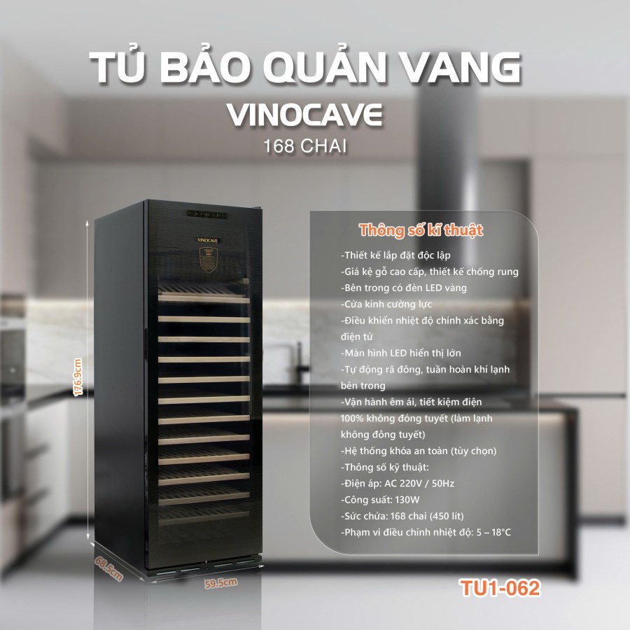 Tủ Rượu Vang Vinocave 168 Chai Máy Nén CWC-450AJP